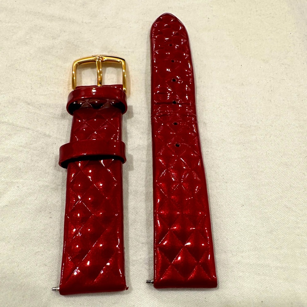 Folli Follie 16mm Elegant Burgundy Quilted Watch Band with Rose Gold Buckle